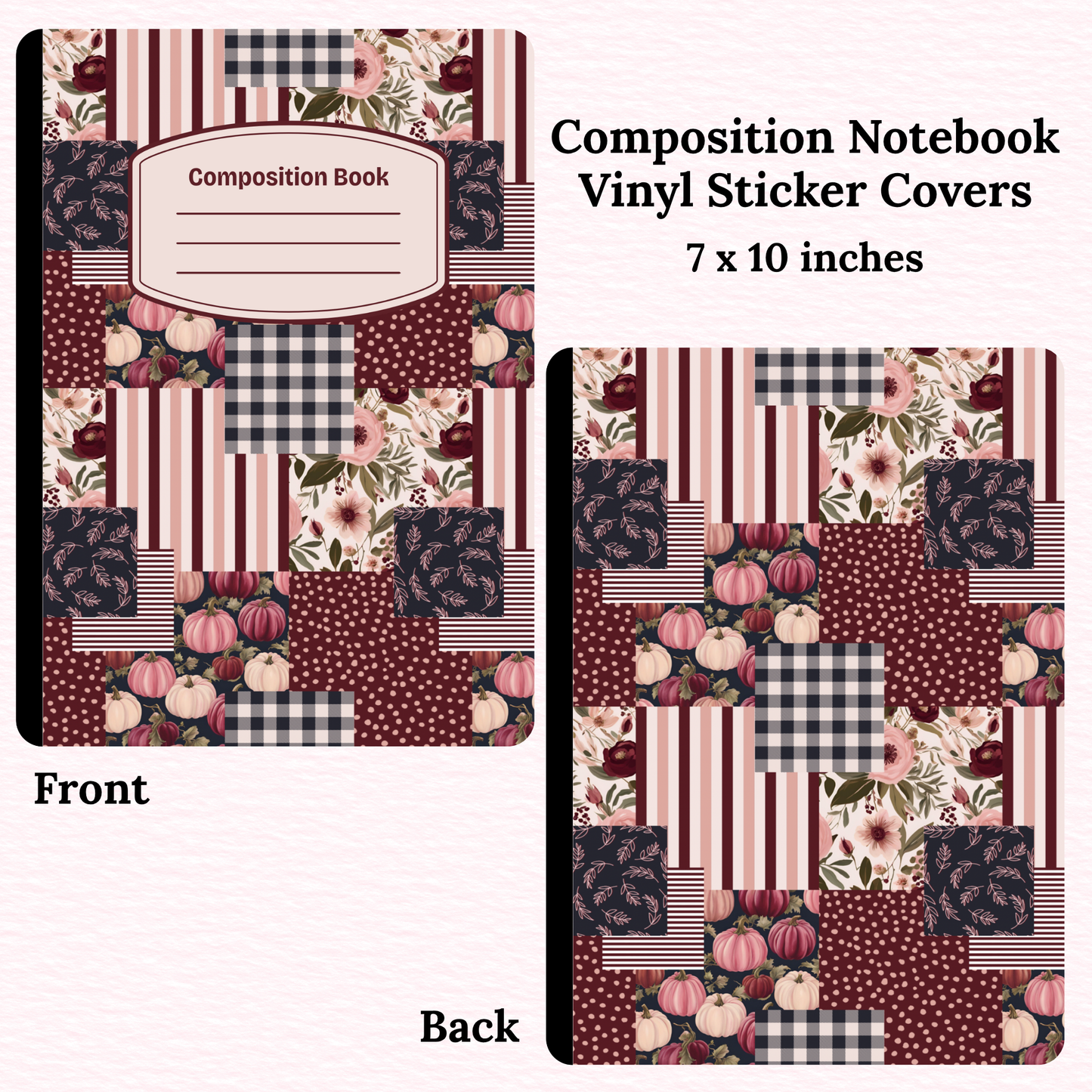 Fall Patchwork Composition Notebook Vinyl Cover