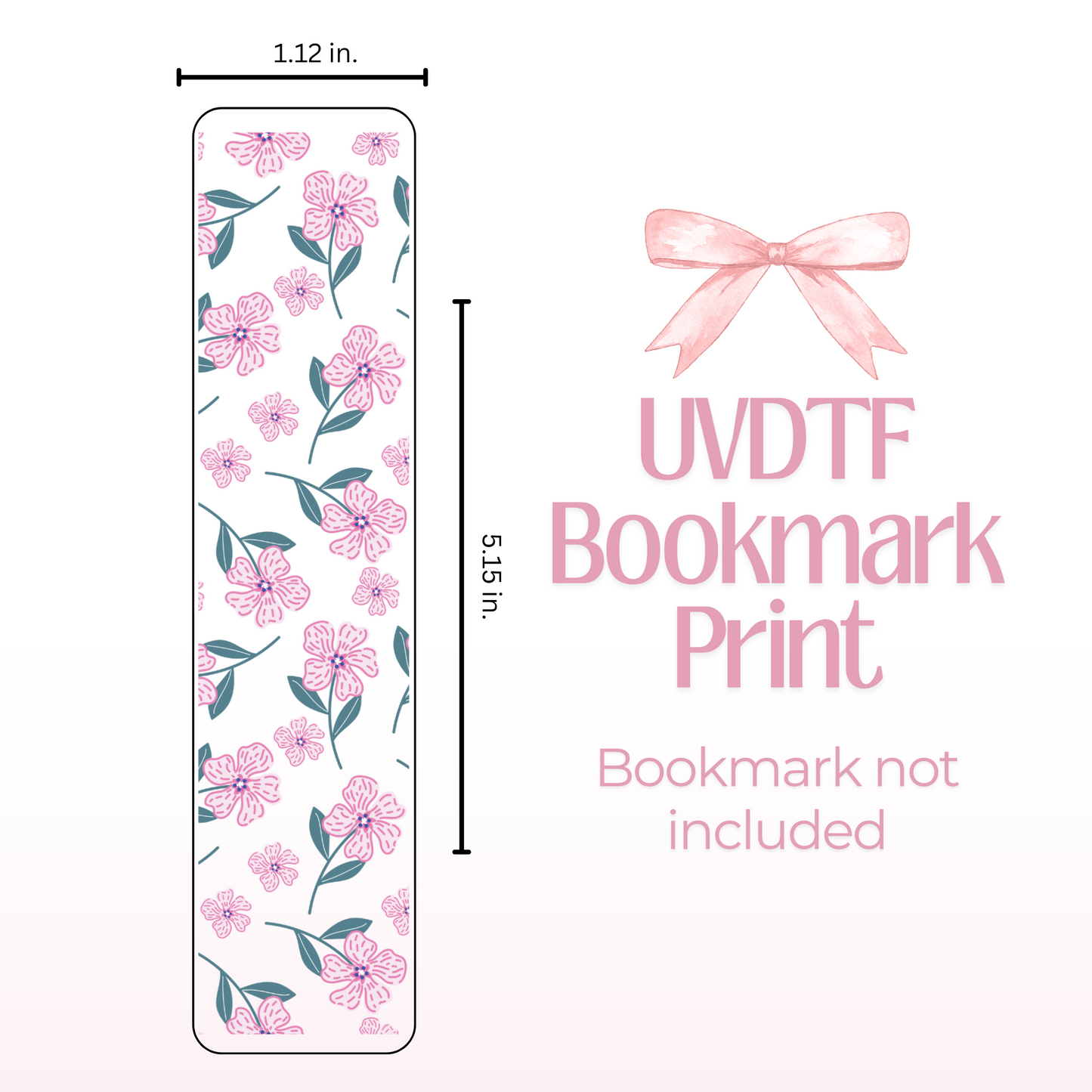Pink Flowers Double Sided Bookmark