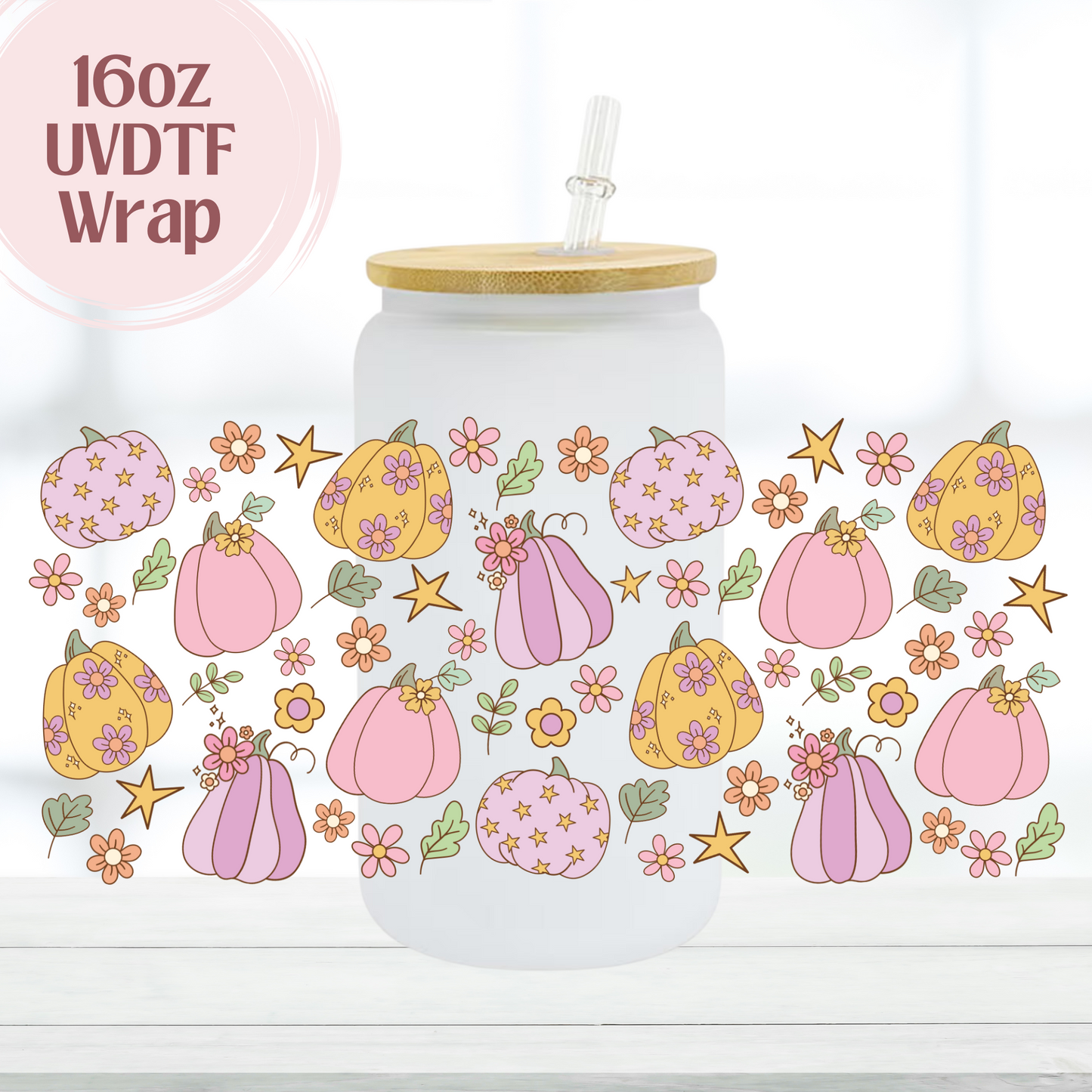 Pink Yellow Purple Fall 16oz UVDTF Cup Wrap