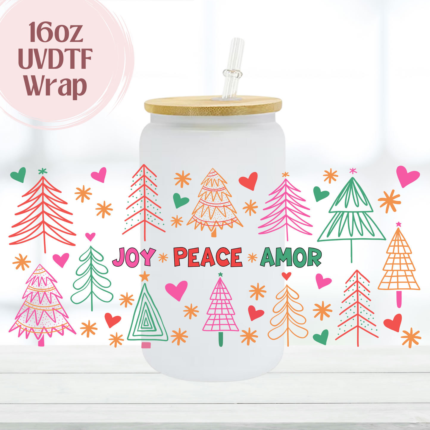 Joy Peace Amor 16oz UVDTF Cup Wrap