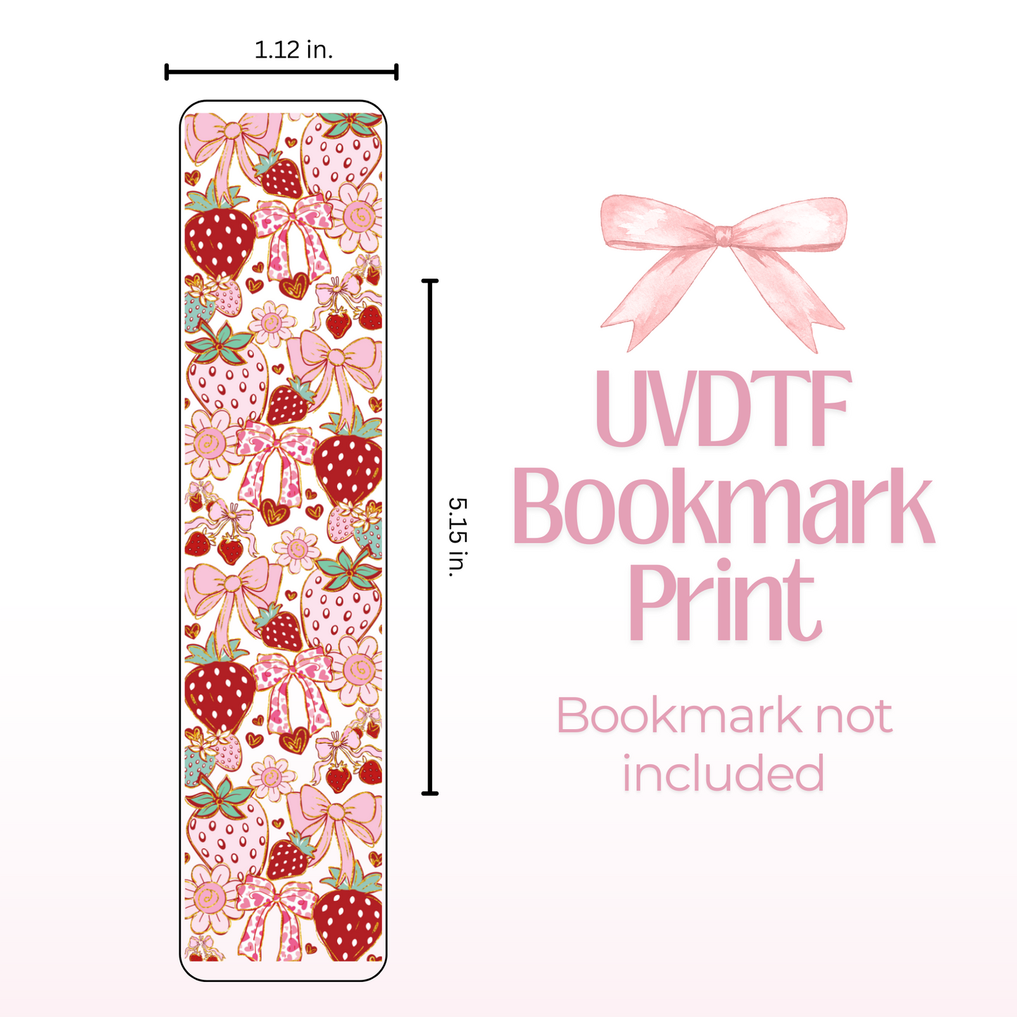 Bright Coquette Strawberries Double Sided Bookmark