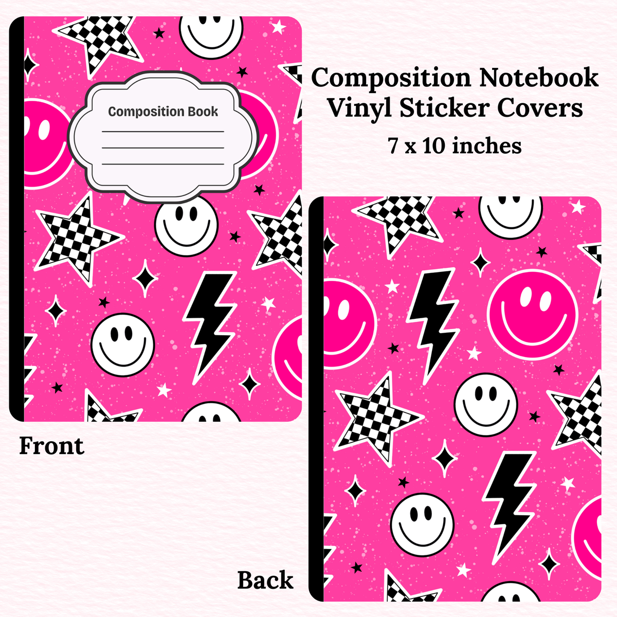 Pink Smileys Composition Notebook Vinyl Cover