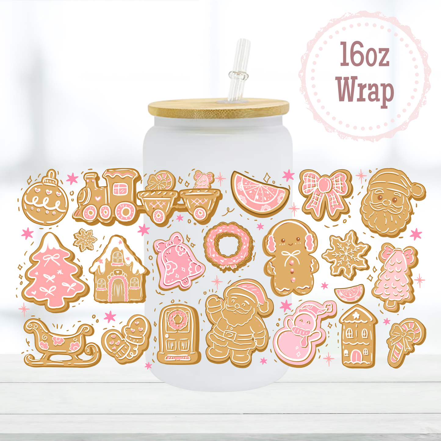 Pink Gingerbread 16oz UVDTF Cup Wrap