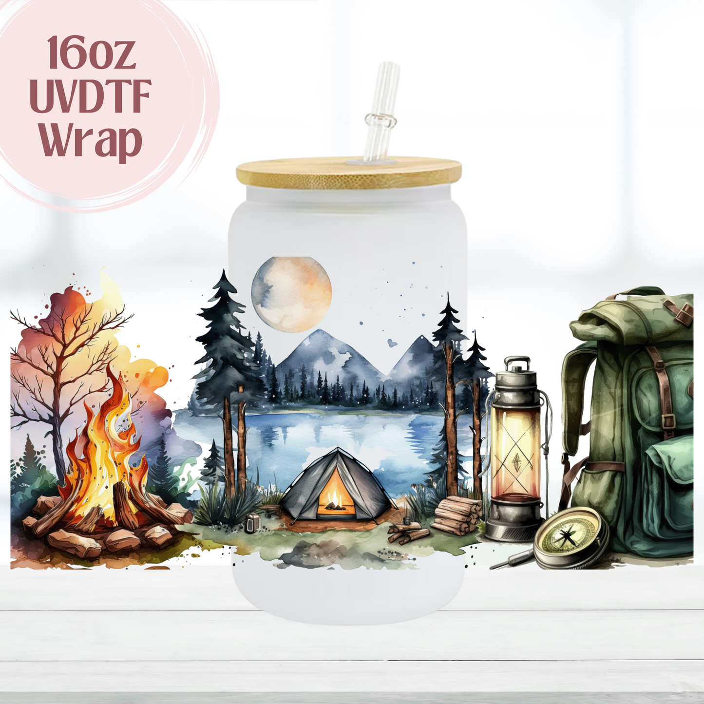 Camping 16oz UVDTF Cup Wrap