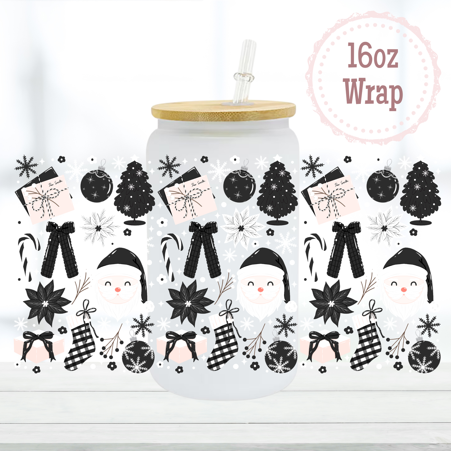 Black Christmas 16oz UVDTF Cup Wraps