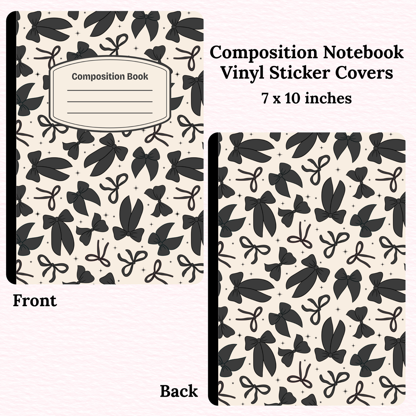 Black Bows Composition Notebook Vinyl Cover