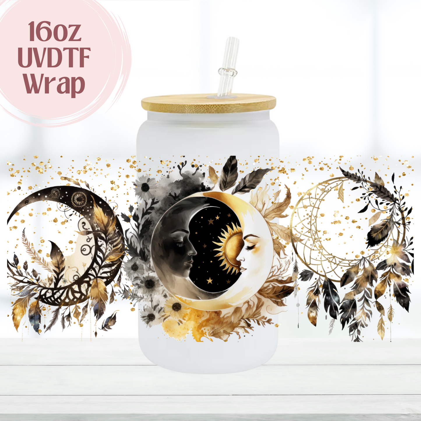 Moons and Sun 16oz UVDTF Cup Wrap