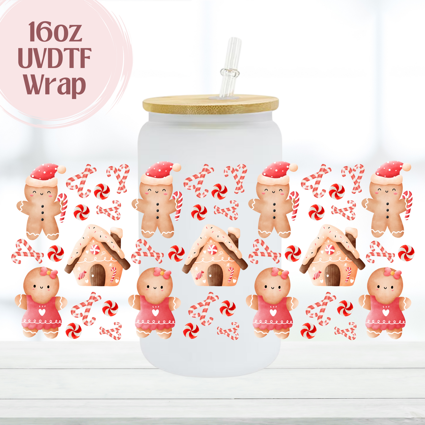 Cute Gingerbread 16oz UVDTF Cup Wrap