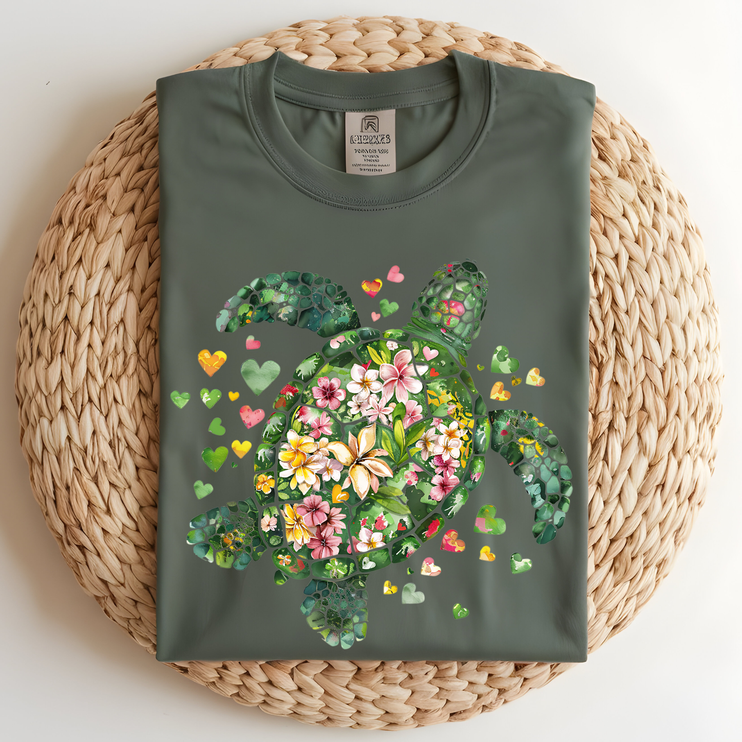 Floral Turtle DTF Print