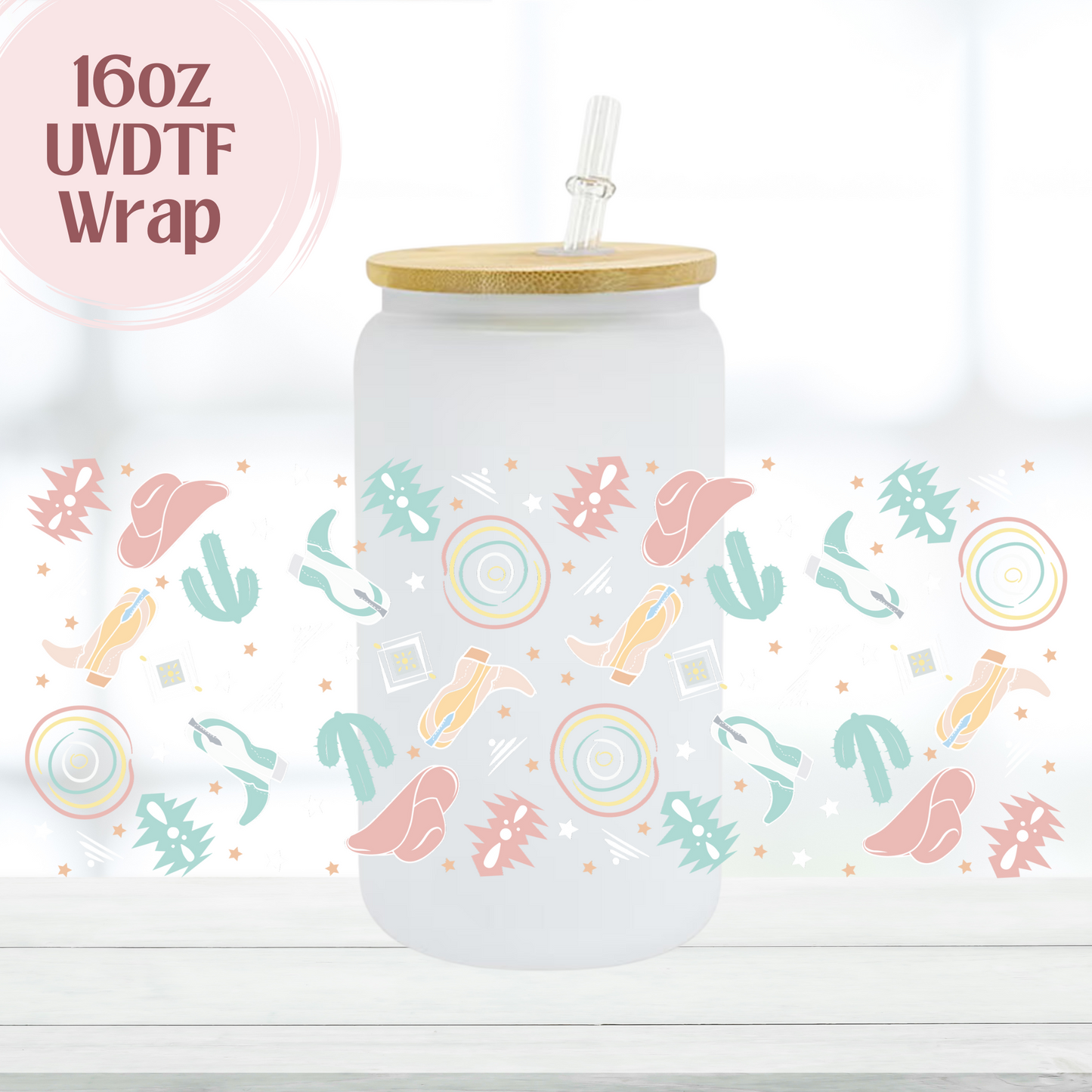 Pastel Western 16oz UVDTF Cup Wrap