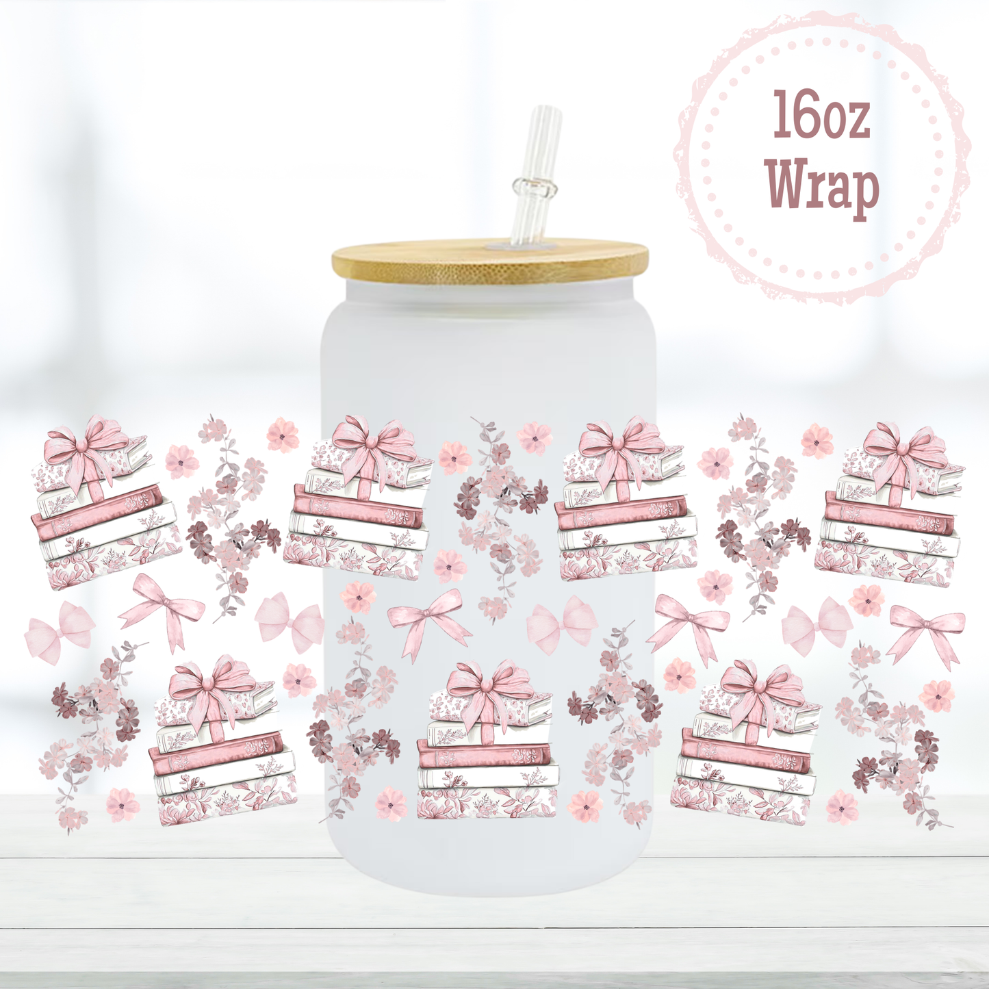 Pink Books 16oz UVDTF Cup Wrap