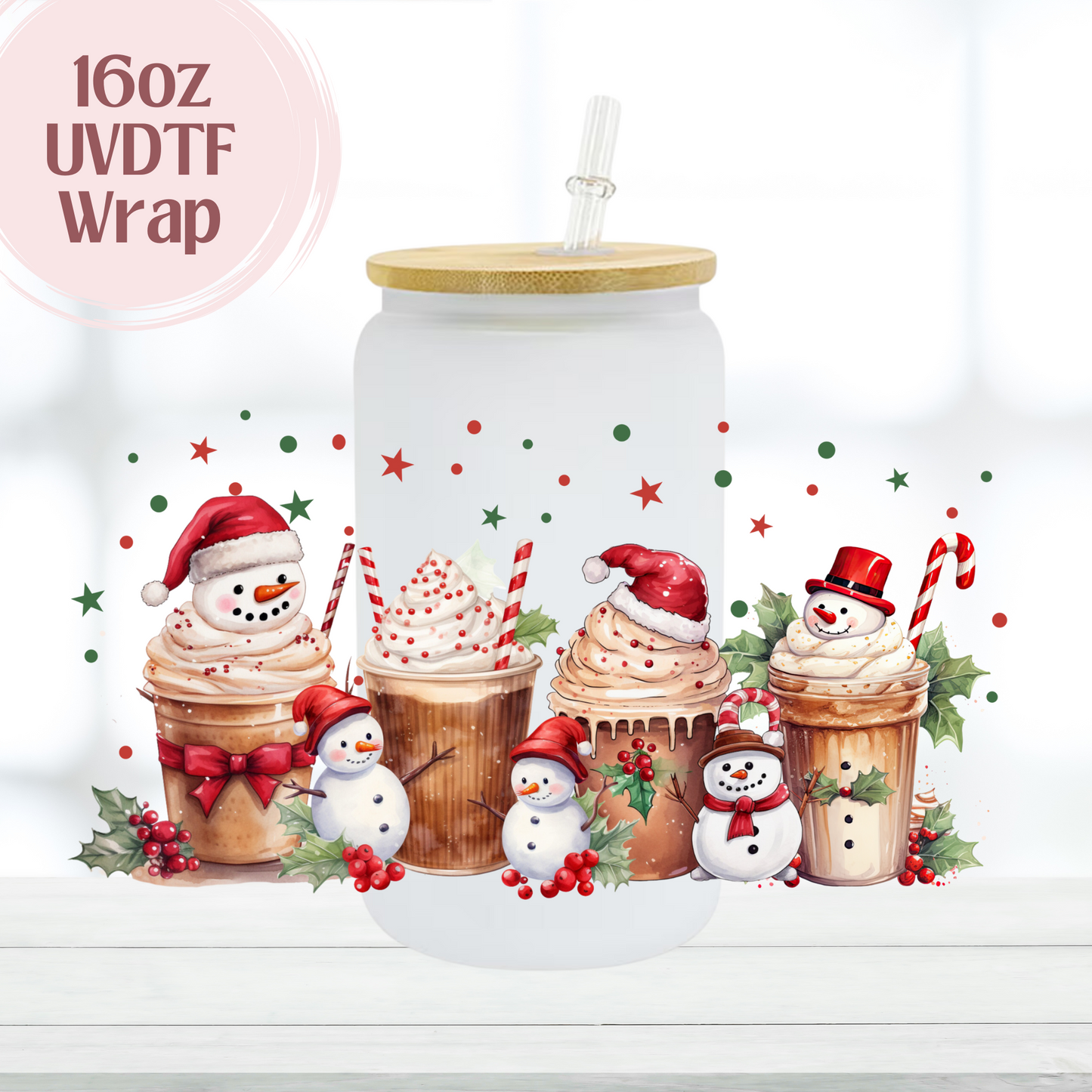 Snowmen Coffee 16oz UVDTF Cup Wrap