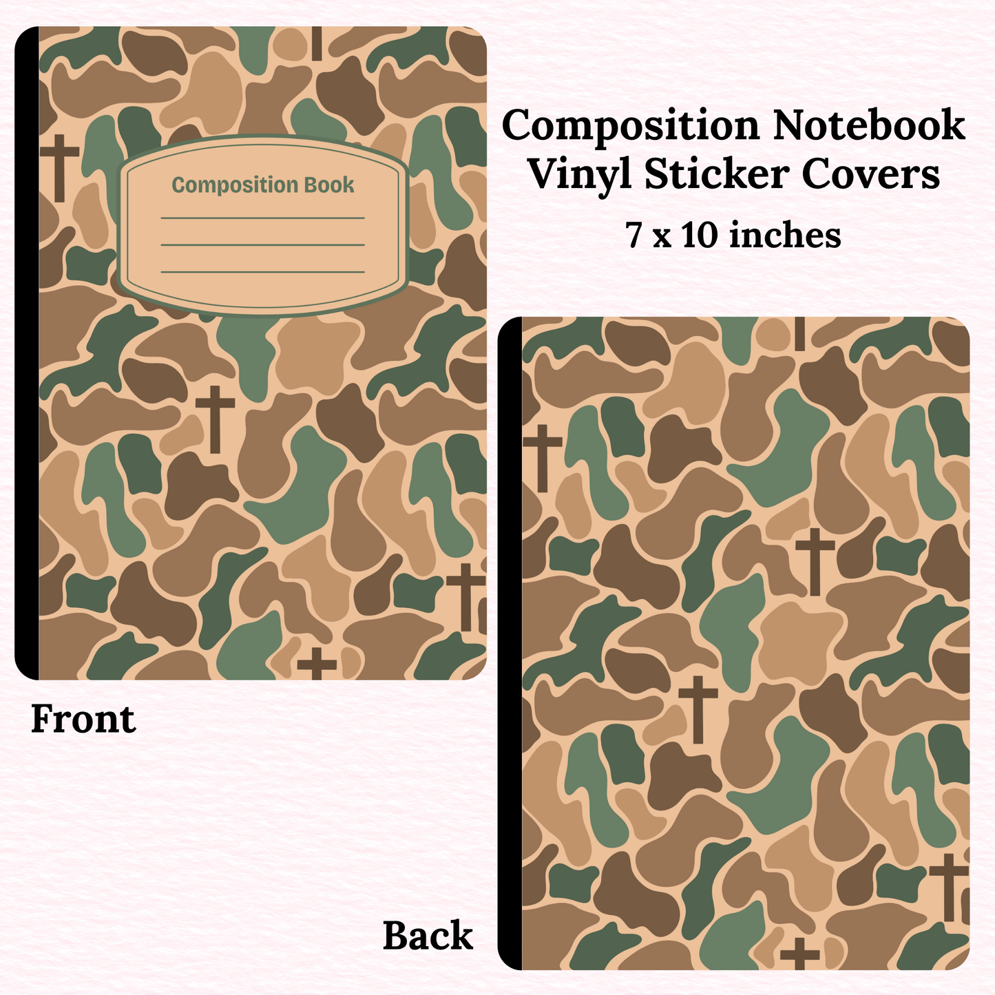 Camo Crosses Composition Notebook Vinyl Cover