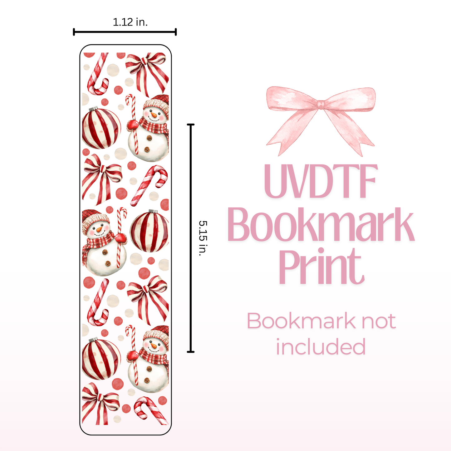 Peppermint Snowmen Double Sided Bookmark