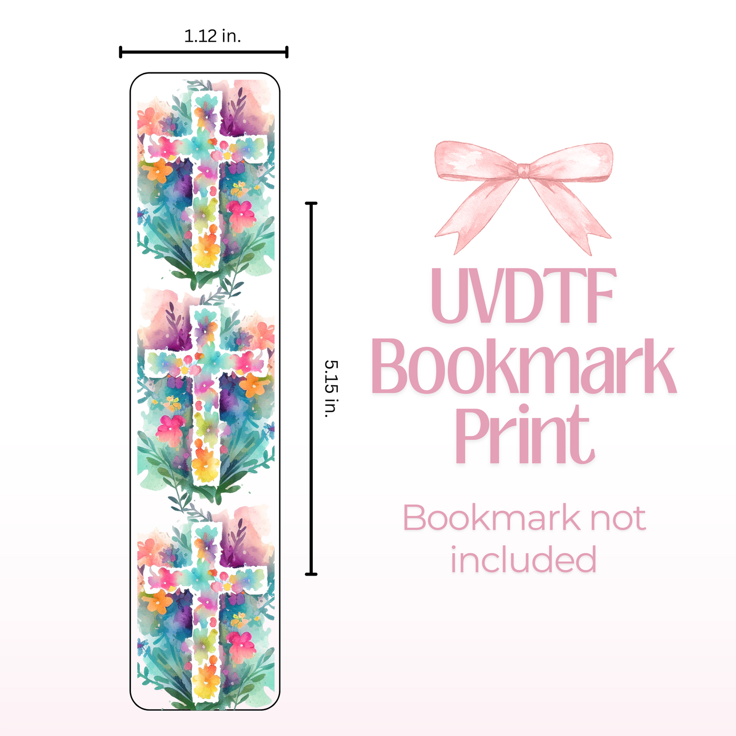 Floral Cross Double Sided Bookmark