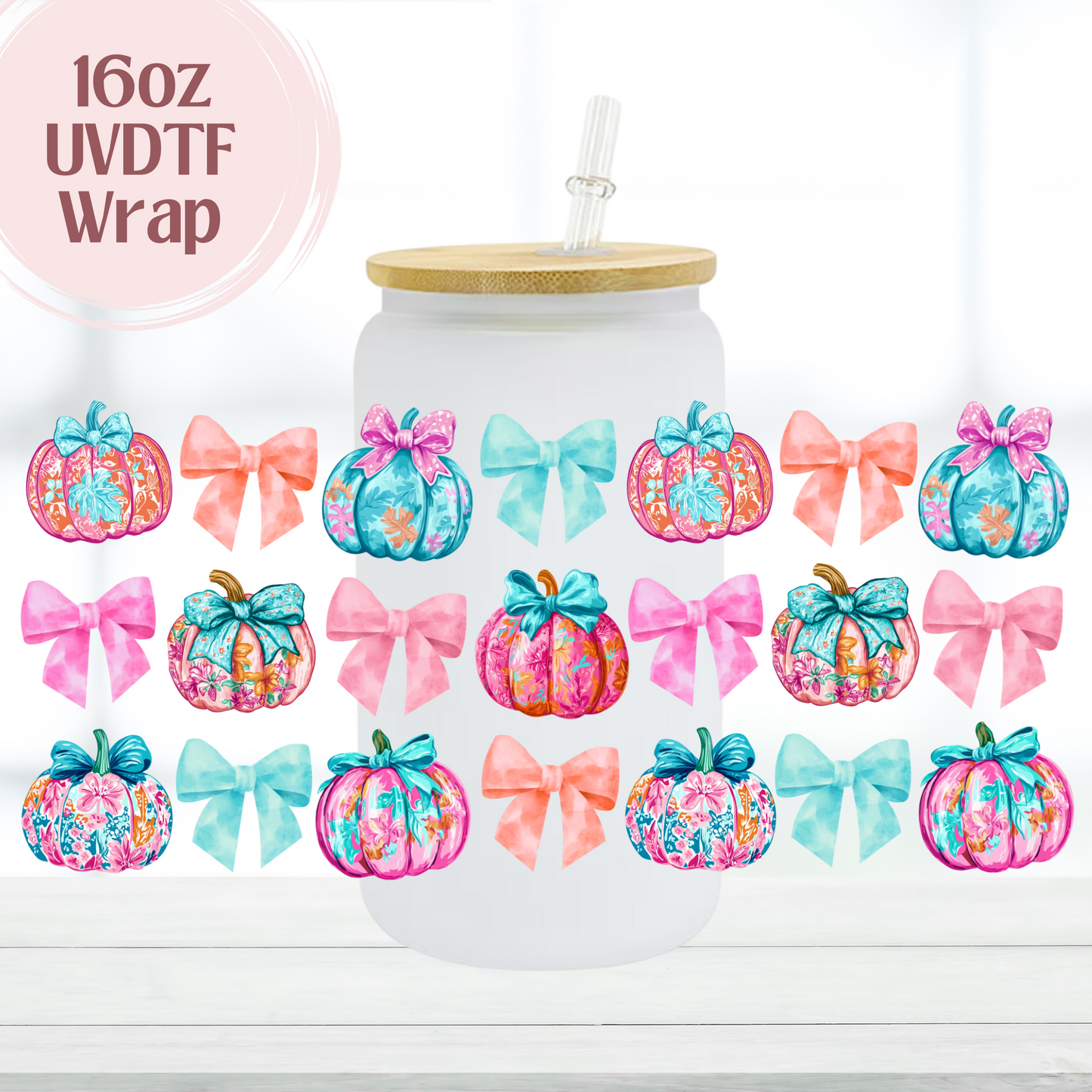 Bright Floral Pumpkins 16oz UVDTF Cup Wrap