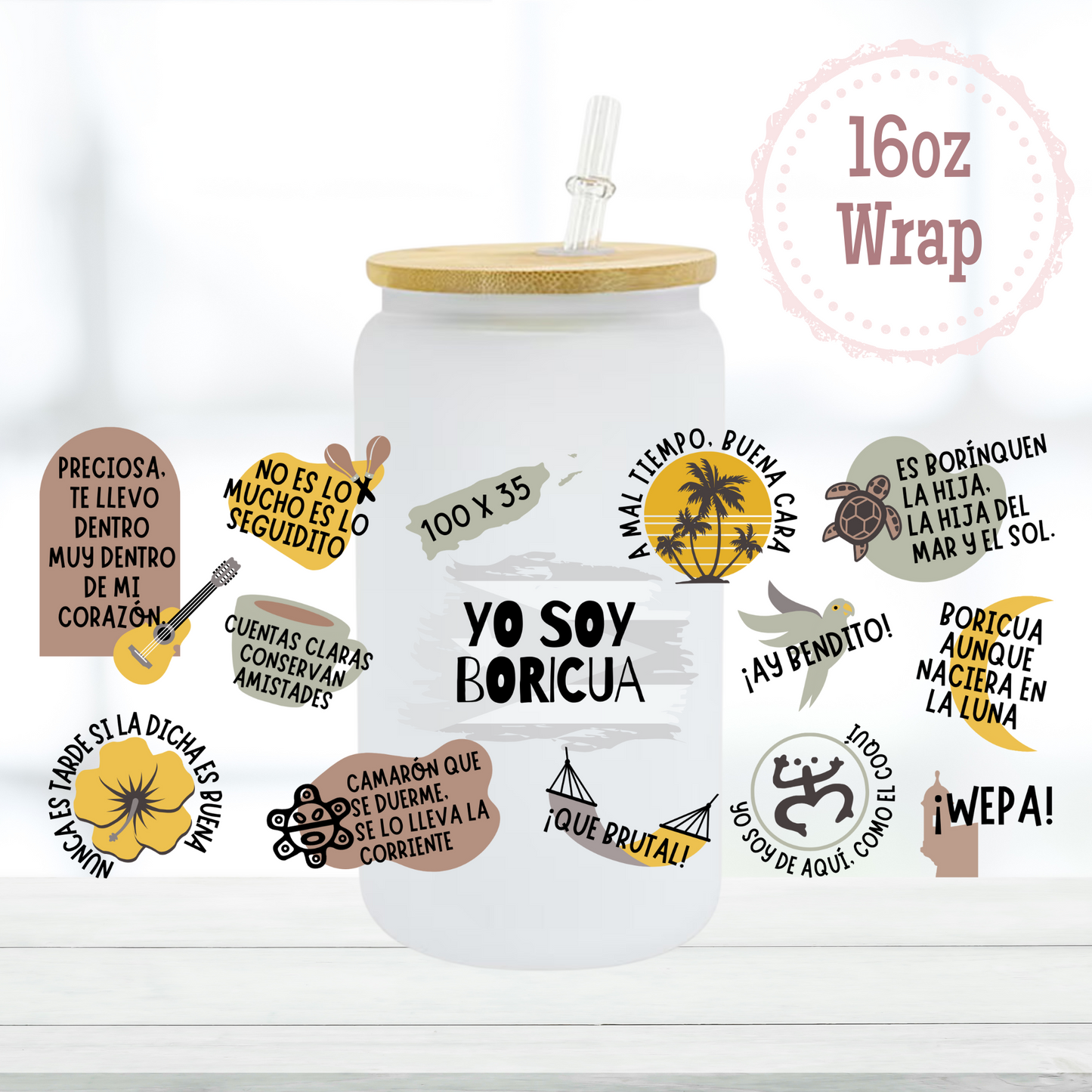 Yo Soy Boricua 16oz UVDTF Cup Wrap