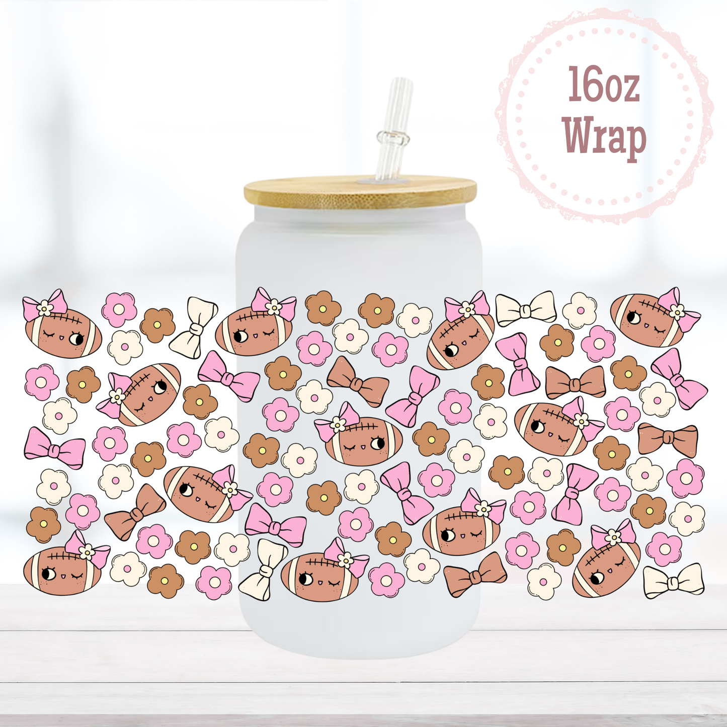 Cute Footballs 16oz UVDTF Cup Wrap