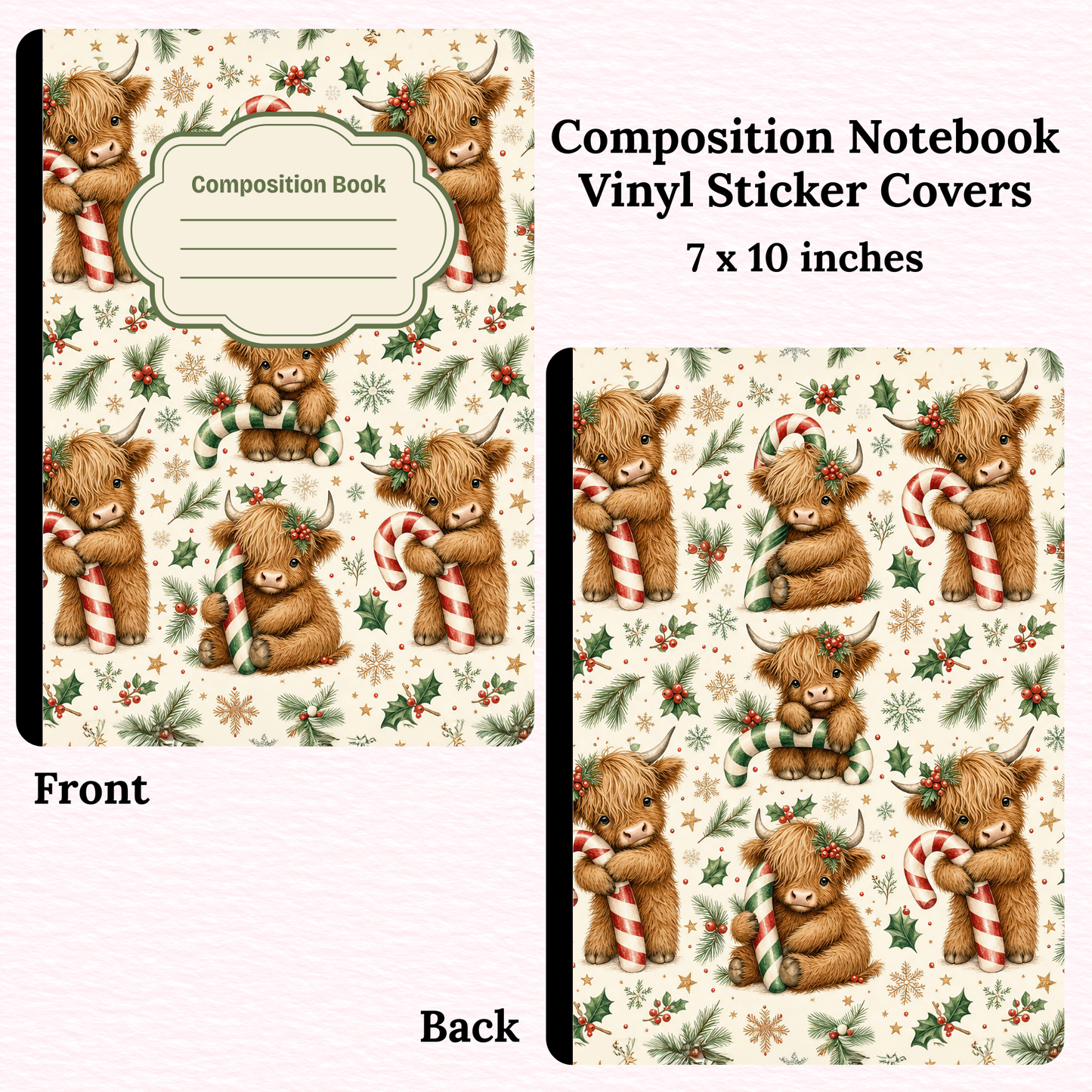 Christmas Cows Composition Notebook Vinyl Cover