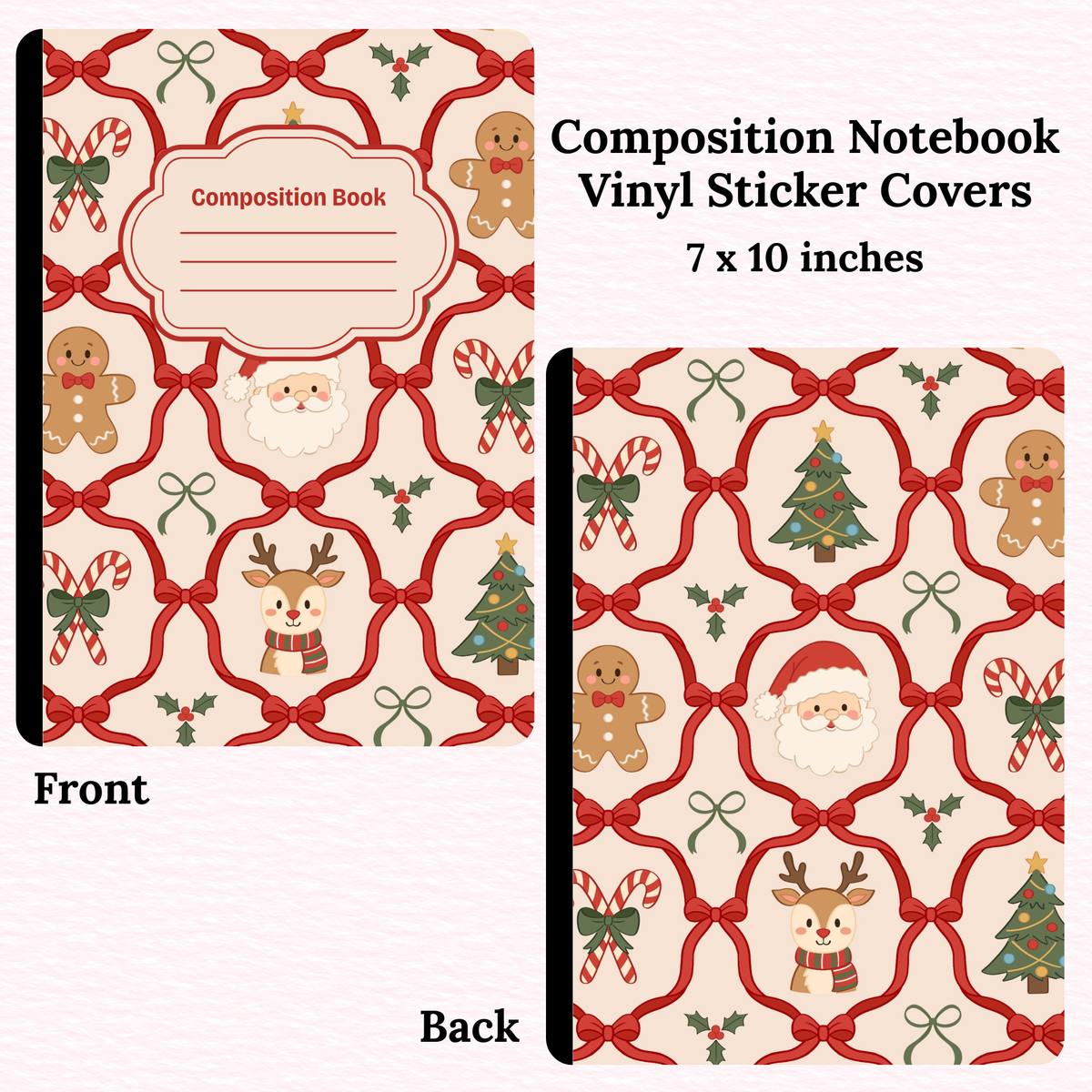 Coquette Christmas Composition Notebook Vinyl Cover