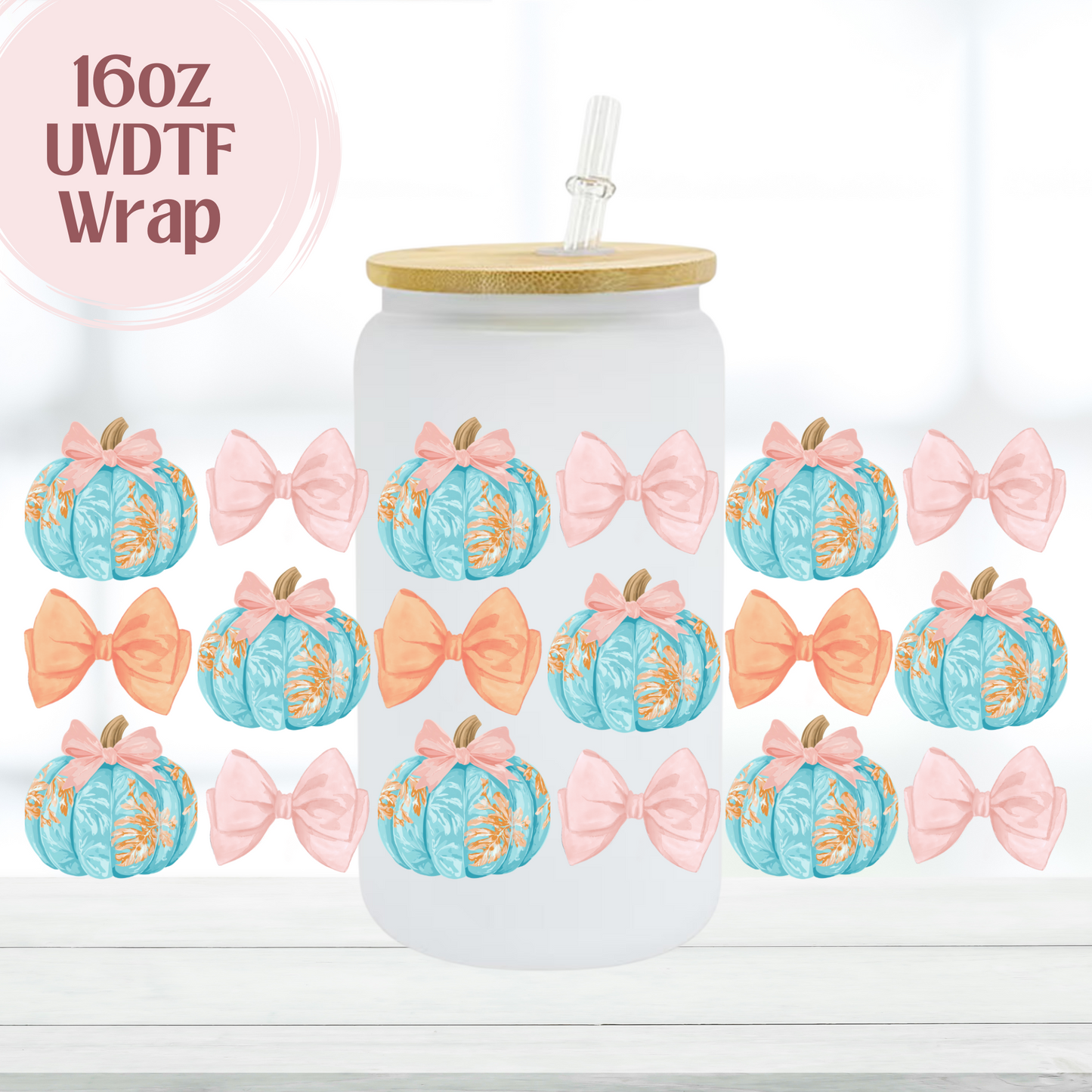 Pastel Floral Pumpkin 16oz UVDTF Cup Wrap