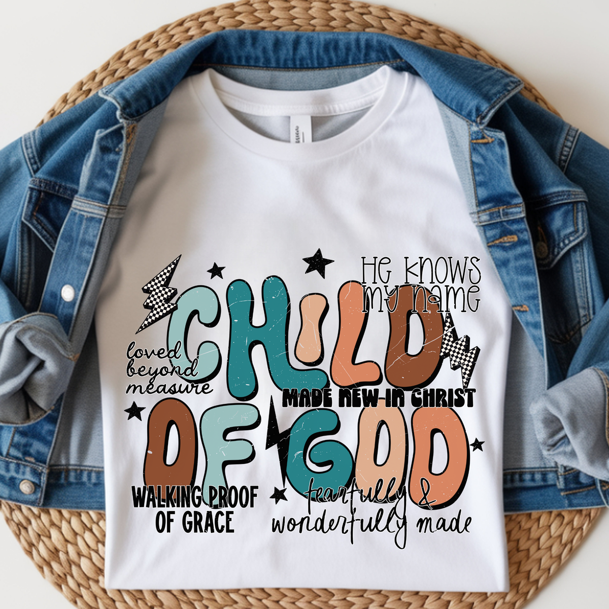 Child of God Blue Kids DTF Print