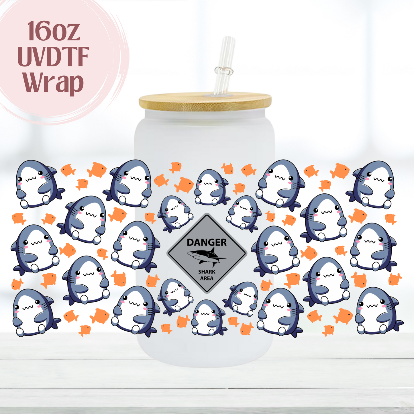 Cute Sharks 16oz UVDTF Cup Wrap