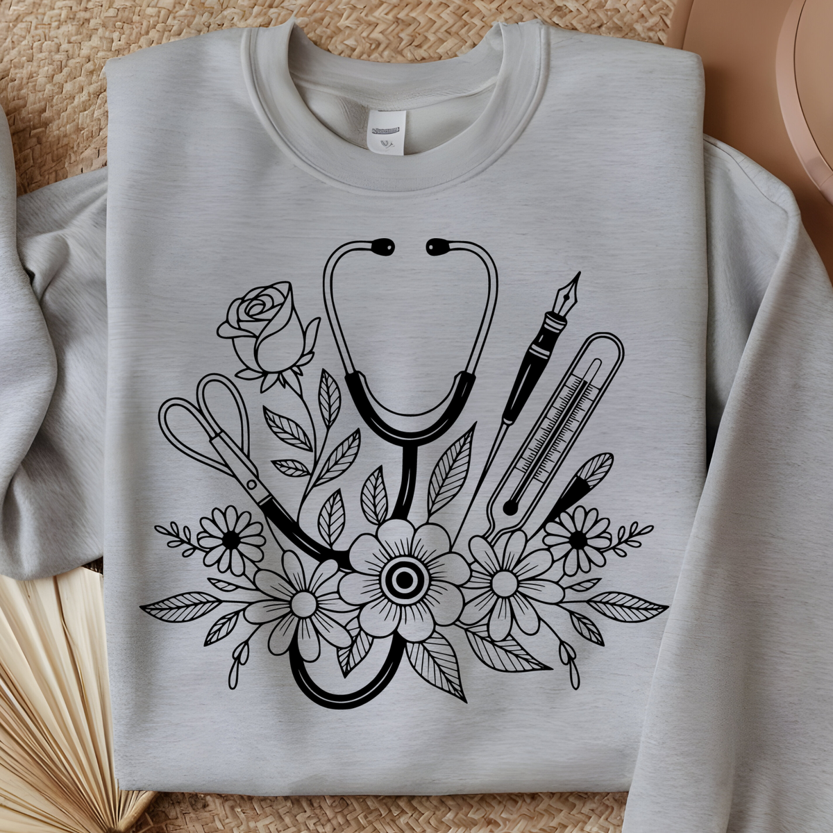 Floral Stethescope DTF Print