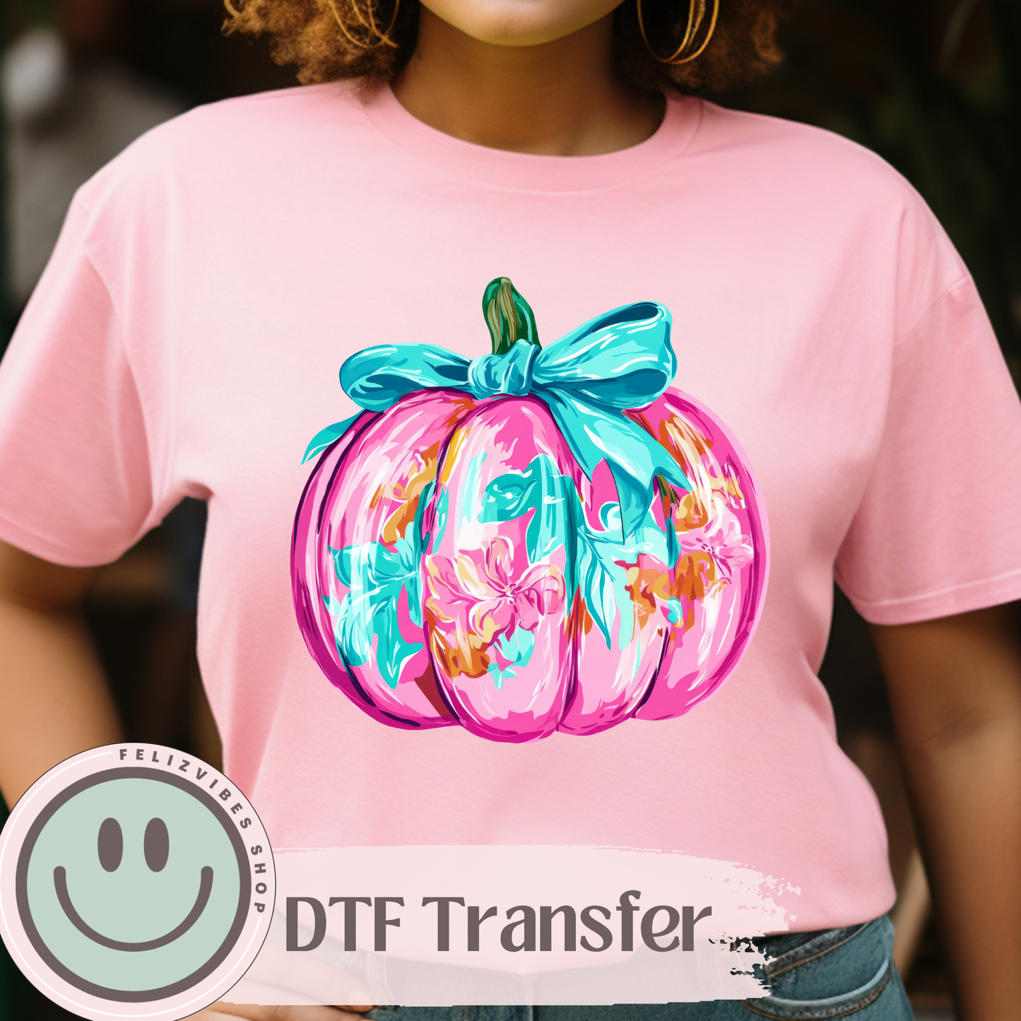 Floral Pumpkin DTF Print