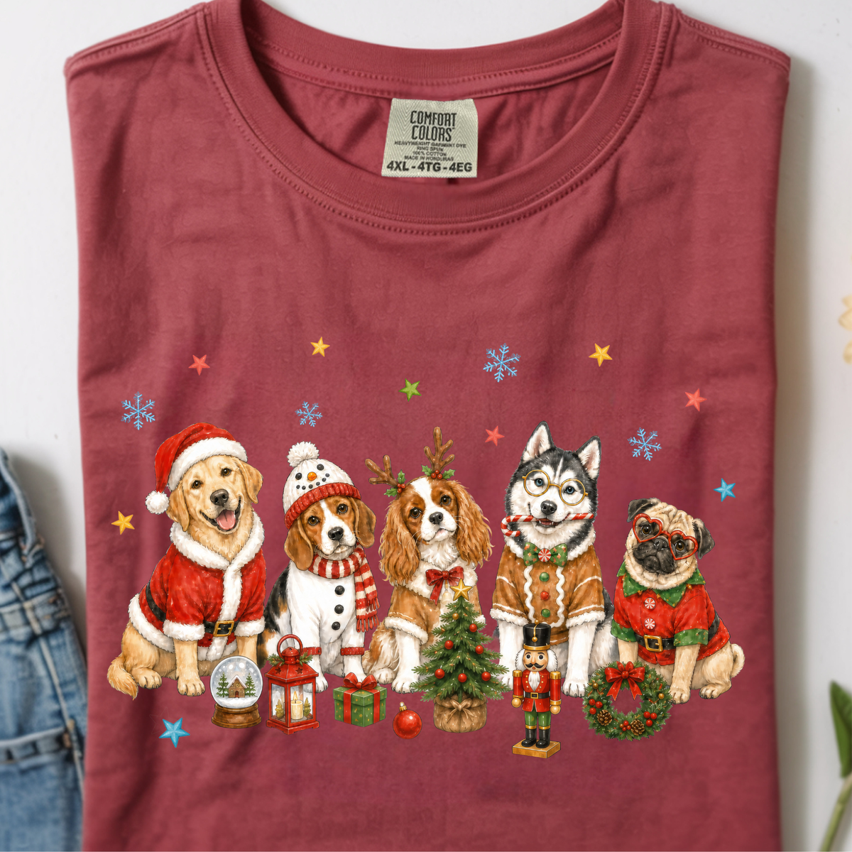 Christmas Dogs DTF Print