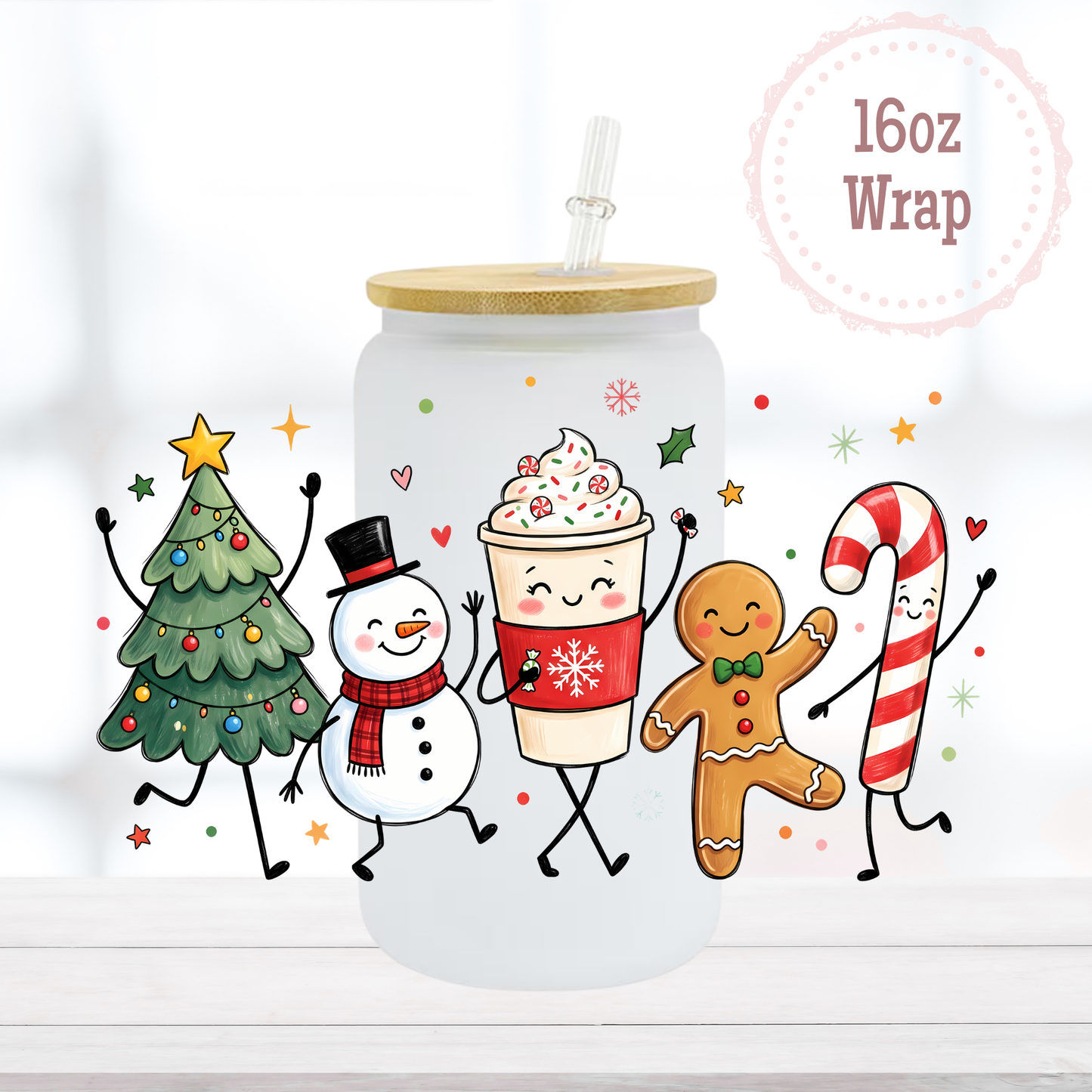 Christmas Doodles 16oz UVDTF Cup Wrap