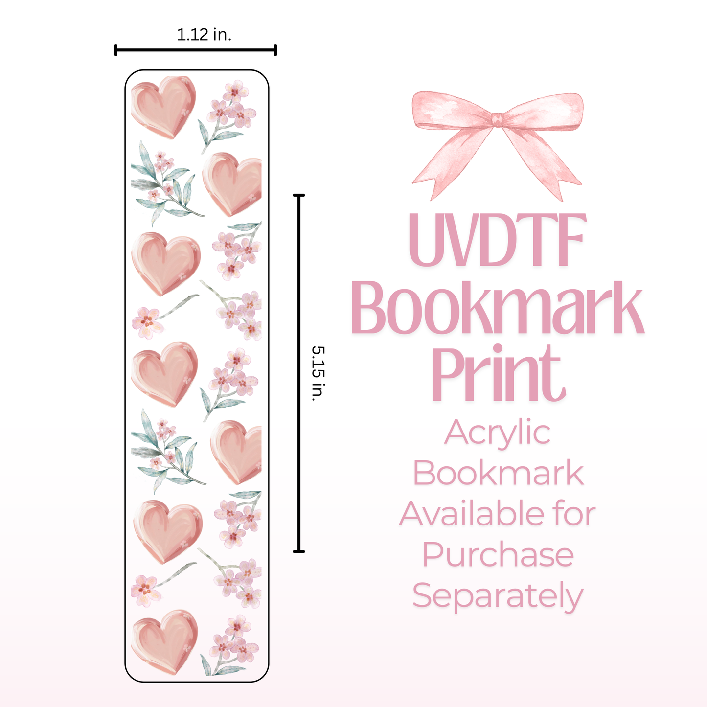 Flower Hearts Double Sided Bookmark