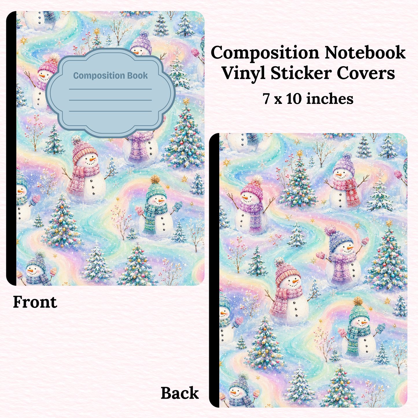 Blue Snowmen Composition Notebook Vinyl Cover