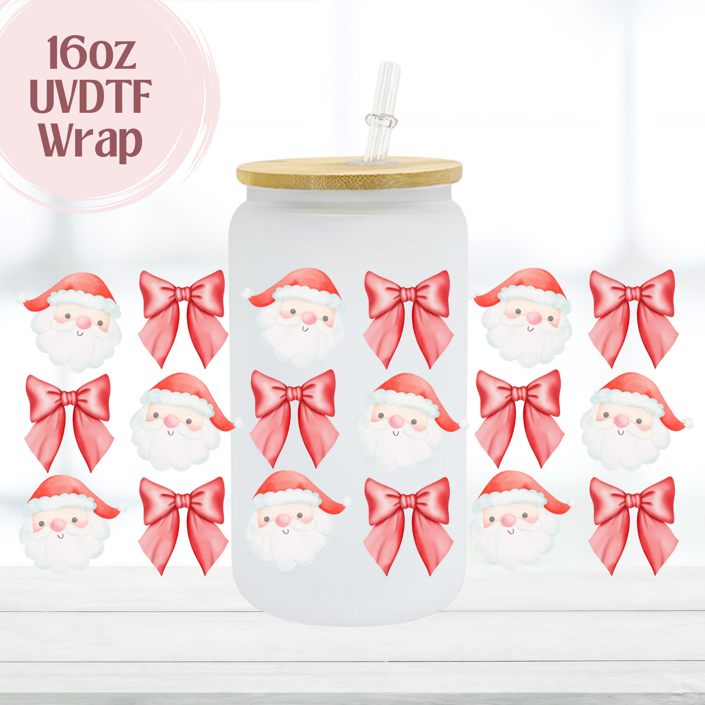Red Santas 16oz UVDTF Cup Wrap