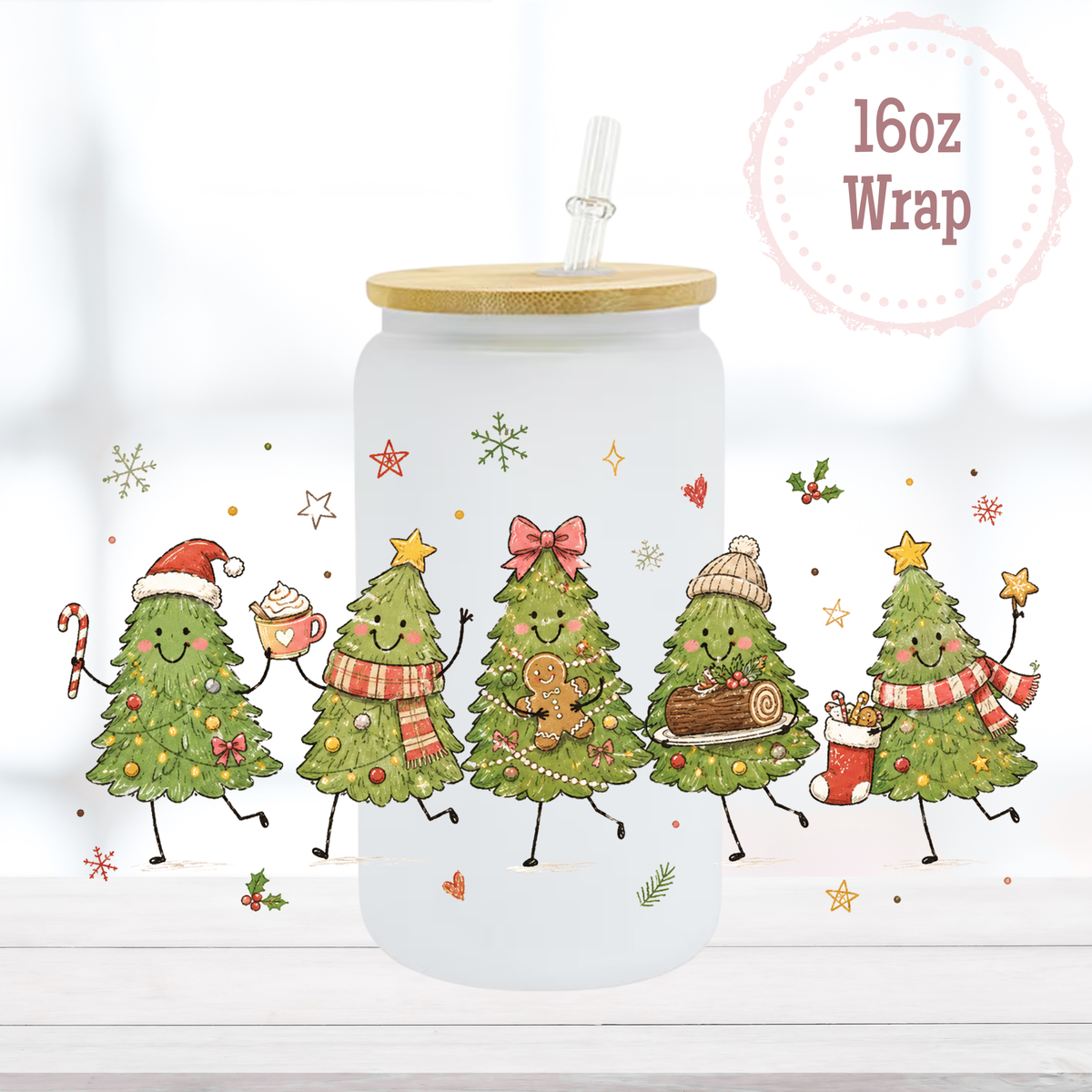 Happy Trees 16oz UVDTF Cup Wrap