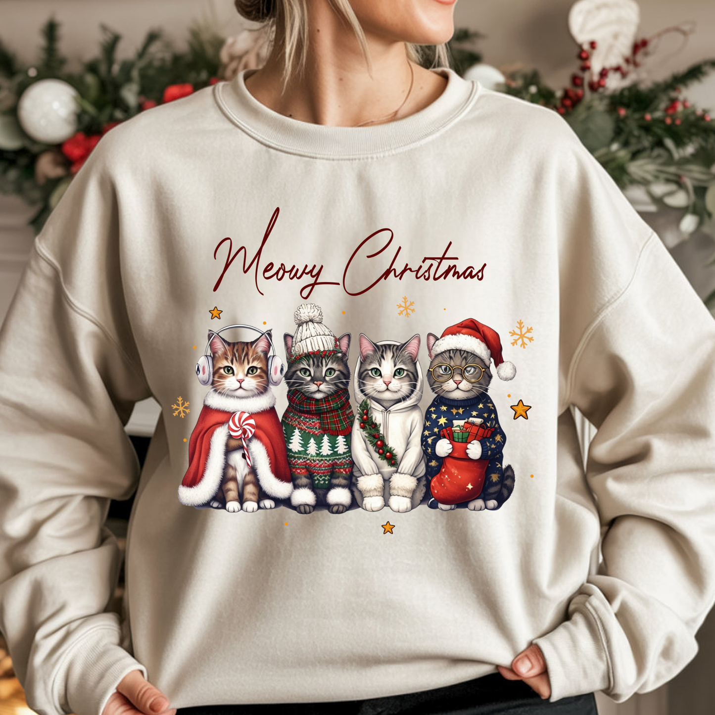 Meowy Christmas DTF Print