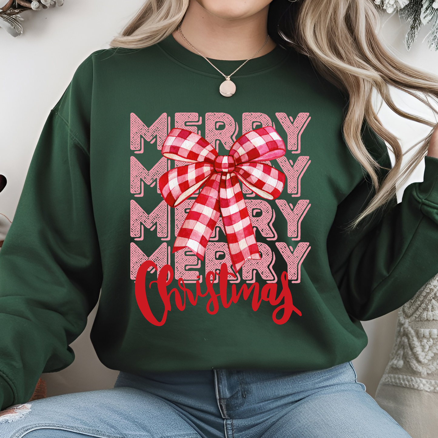 Merry Christmas Bow DTF Print