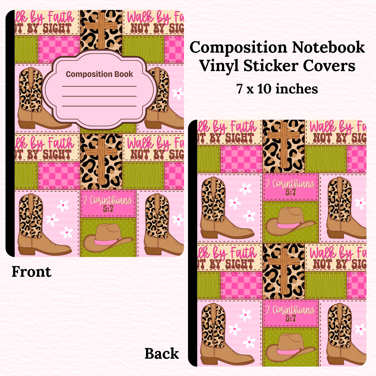 Walk by Faith Western Composition Notebook Vinyl Cover