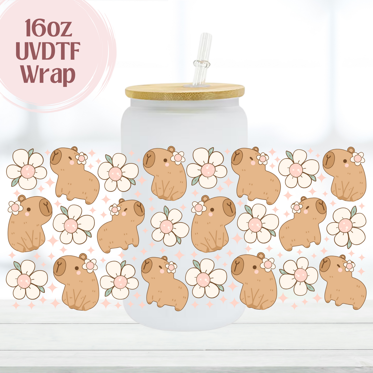Capybara 16oz UVDTF Cup Wrap
