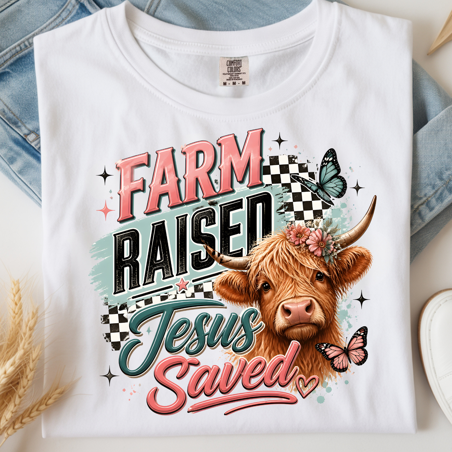 Farm Raised Jesus Saved DTF Print