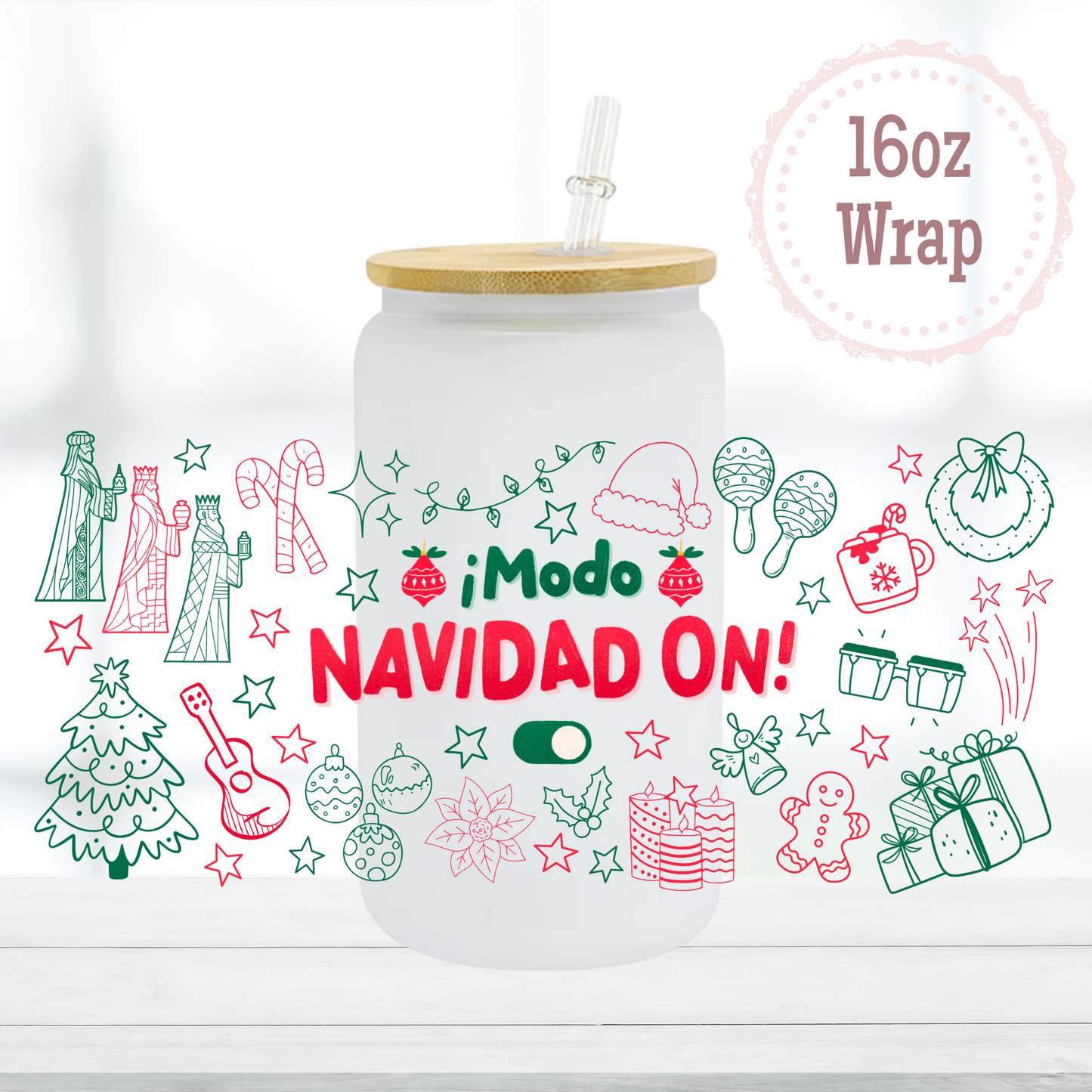 Navidad On 16oz UVDTF Cup Wrap