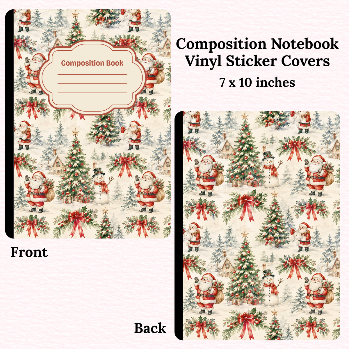 Vintage Christmas Composition Notebook Vinyl Cover