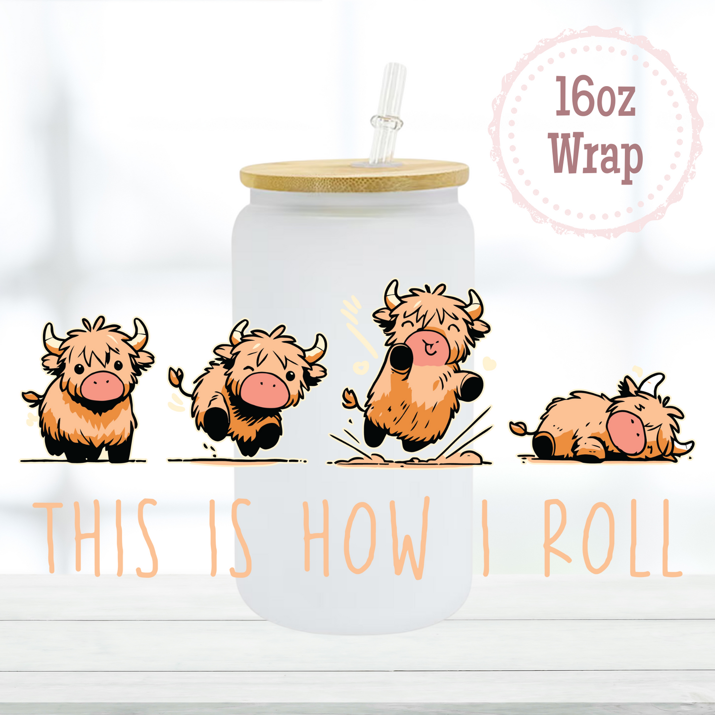 Funny Cow Roll 16oz UVDTF Cup Wrap