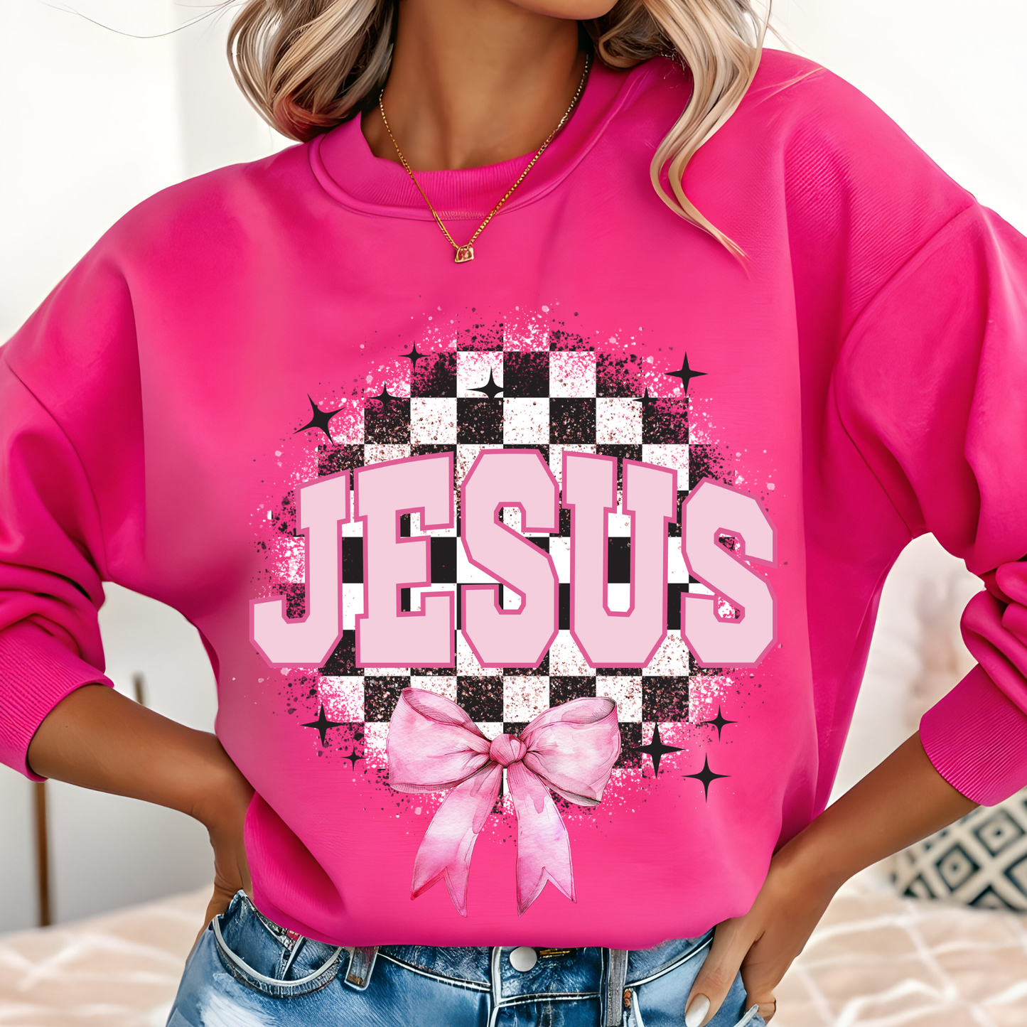 Jesus Checkered DTF