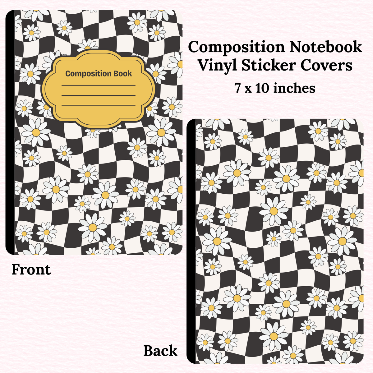 Checkered Daisies Composition Notebook Vinyl Cover