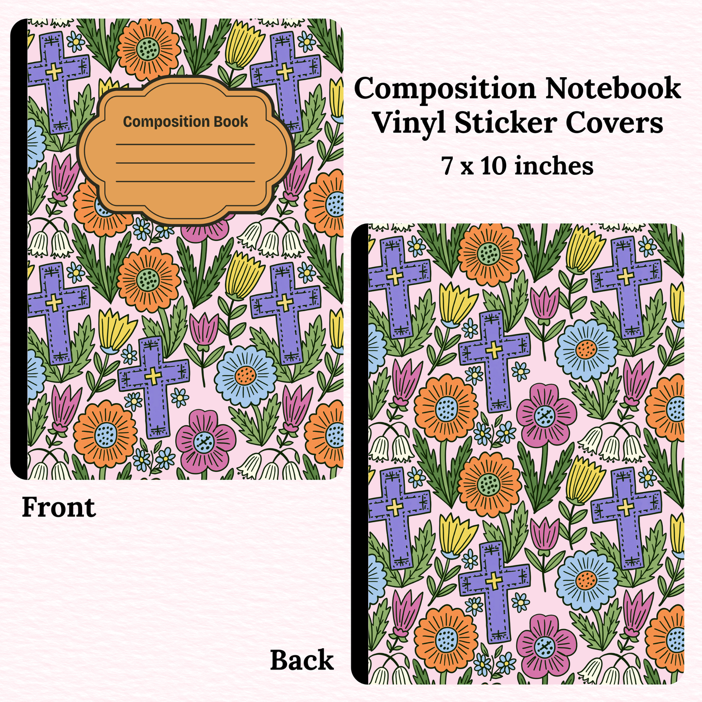 Floral Crosses Notebook Vinyl Cover