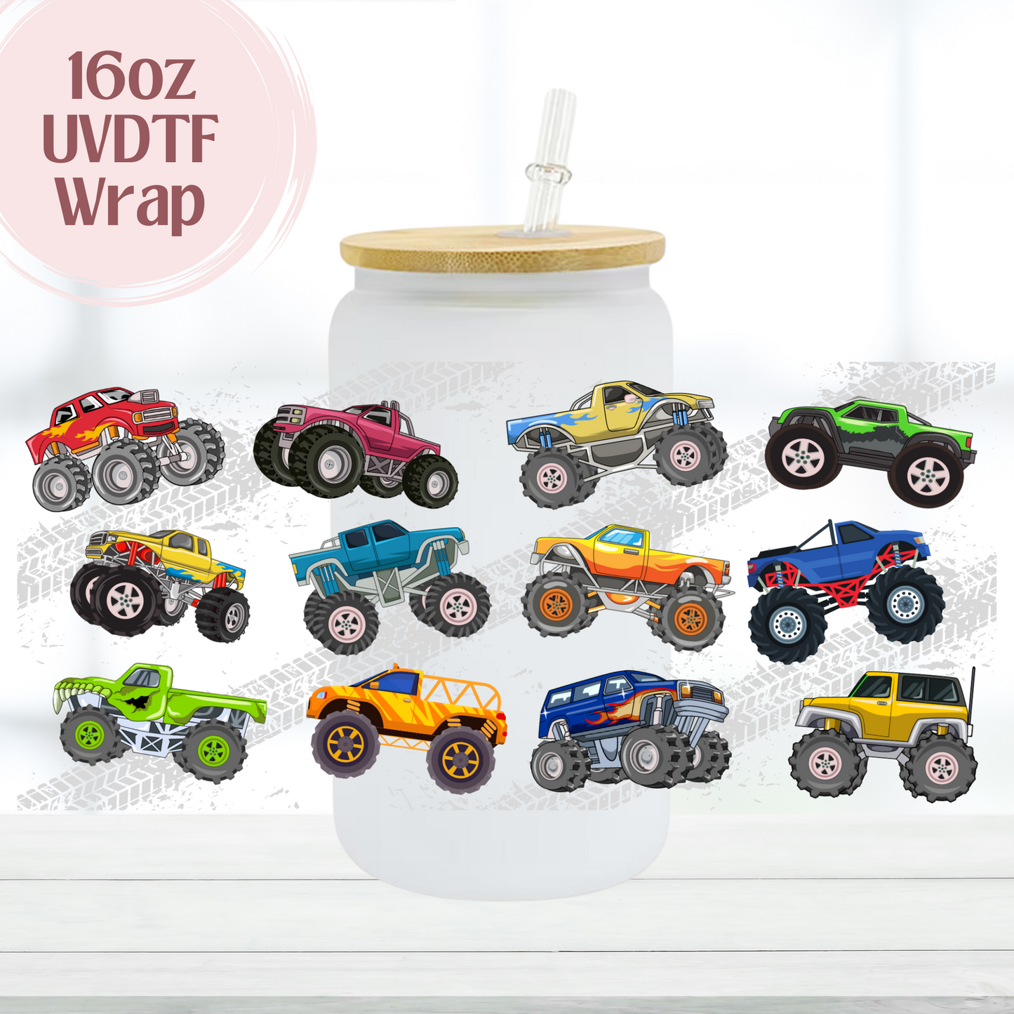 Monster Trucks 16oz UVDTF Cup Wrap