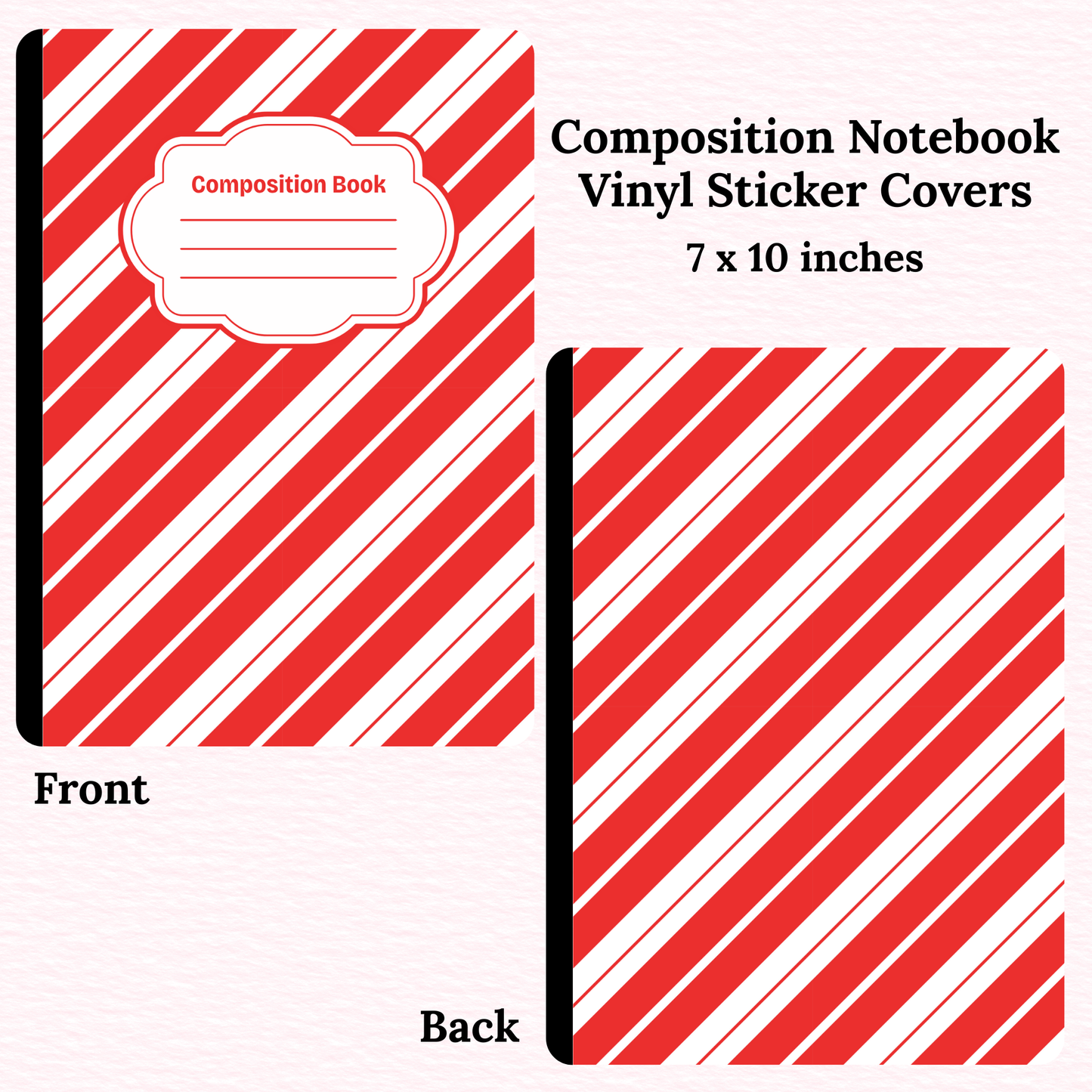 Red Stripes Composition Notebook Vinyl Cover