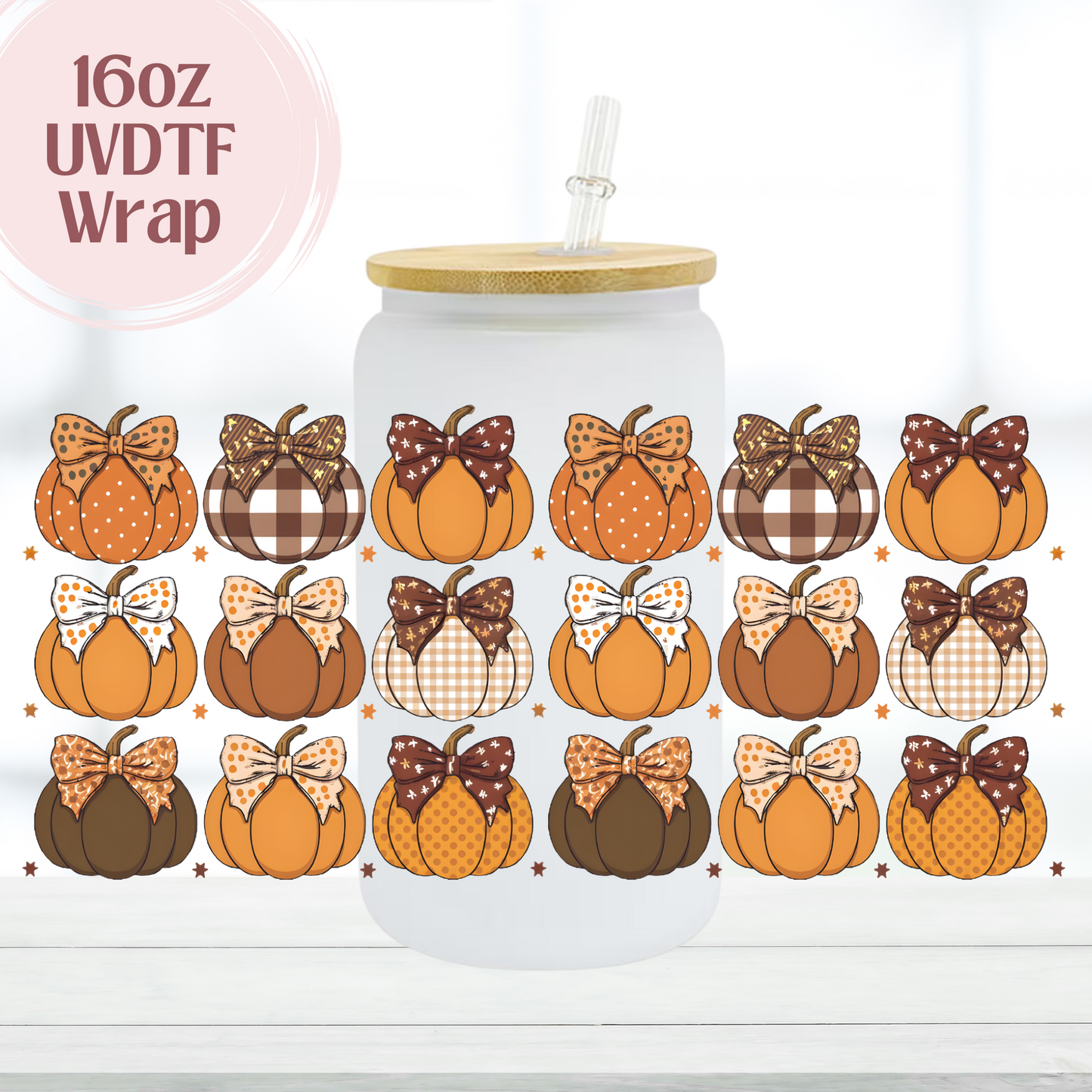 Boho Coquette Pumpkins 16oz UVDTF Cup Wrap