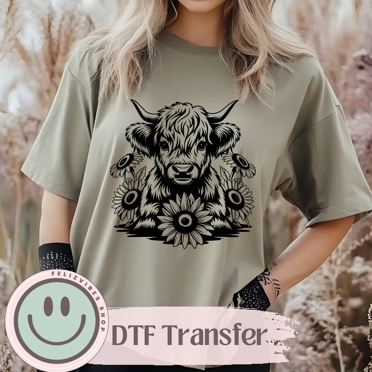 Floral Highland DTF Print